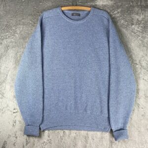Hawico Ben Silver Sweater Mens M Blue 100% Cashmere Ribbed Pullover Scotland